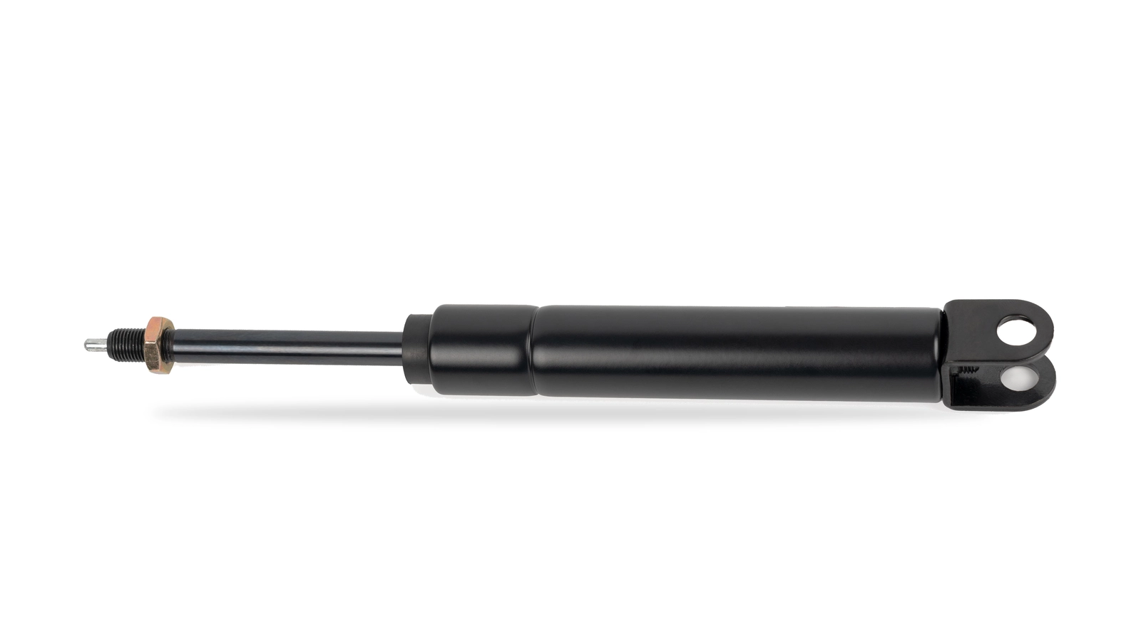 Newton elastic lockable gas spring with remote release actuator, horizontal view