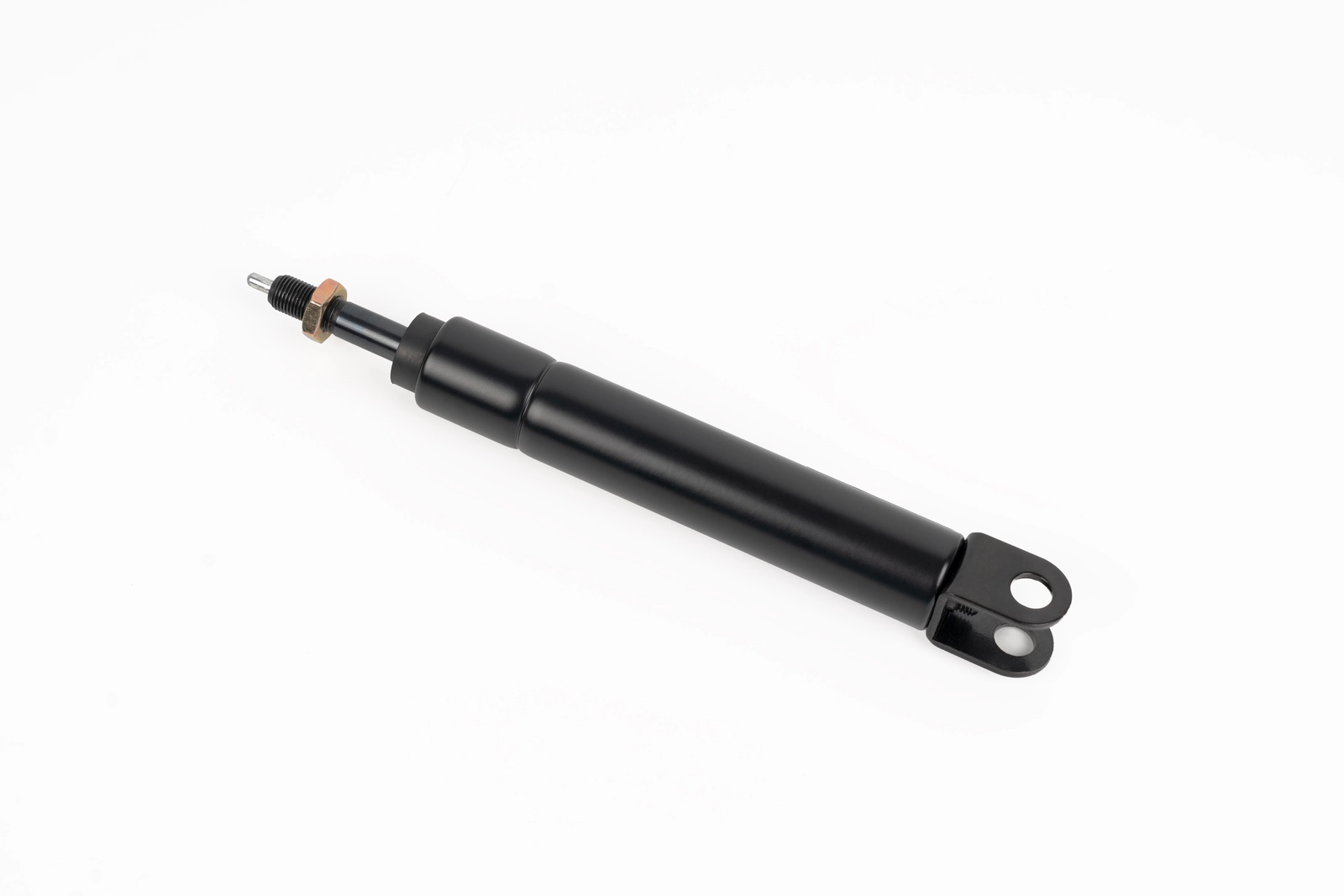 Close-up of chair gas spring release valve pin and piston rod