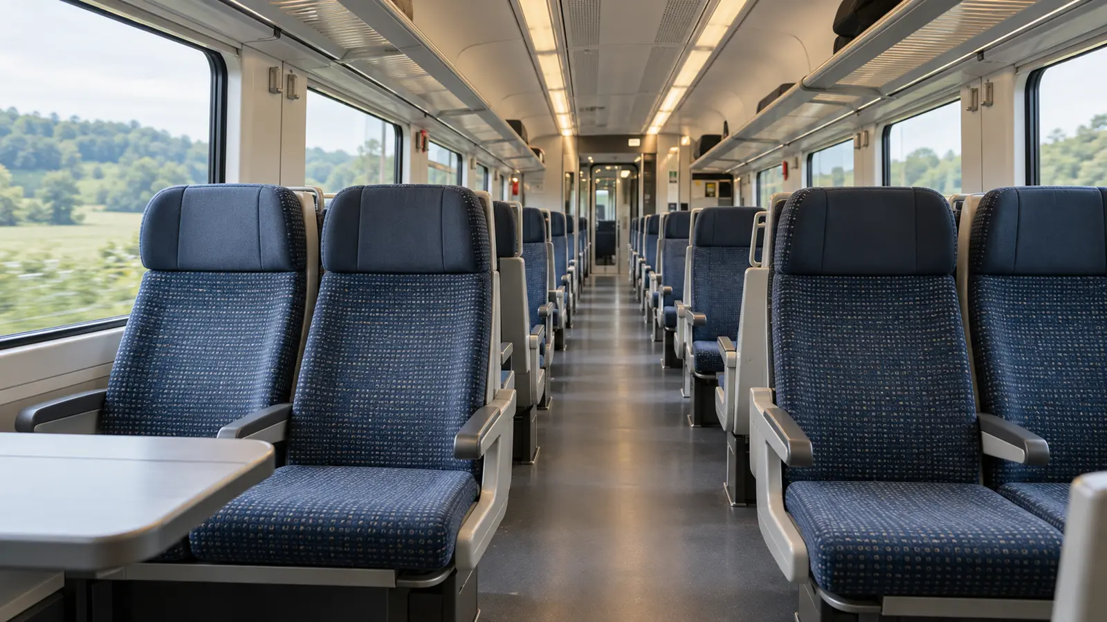 High-speed rail passenger seats and overhead access panel controlled by Newton railway gas springs