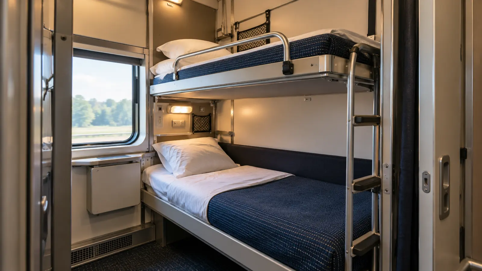 Railway sleeper car berth adjusted with an NTC double-tube compression rigid lockable gas spring