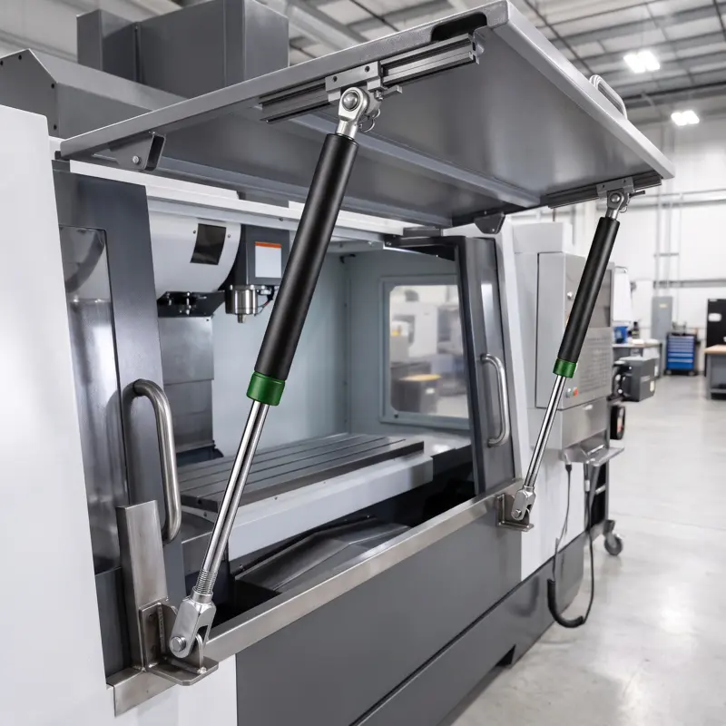 CNC machinery safety guard and adjustable industrial workbench supported by Newton heavy duty gas springs
