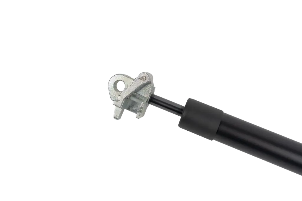 Close-up of tension locking gas spring piston rod latch mechanism