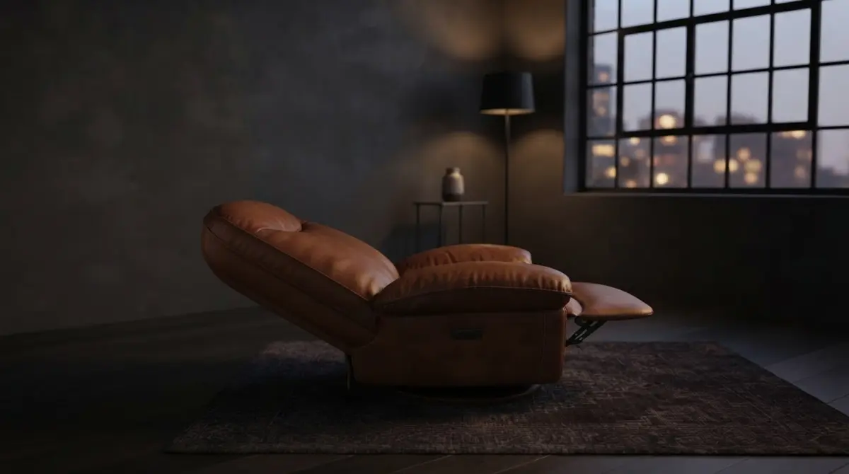 Luxury recliner sofa backrest and leg rest controlled by an NTA recliner locking gas spring