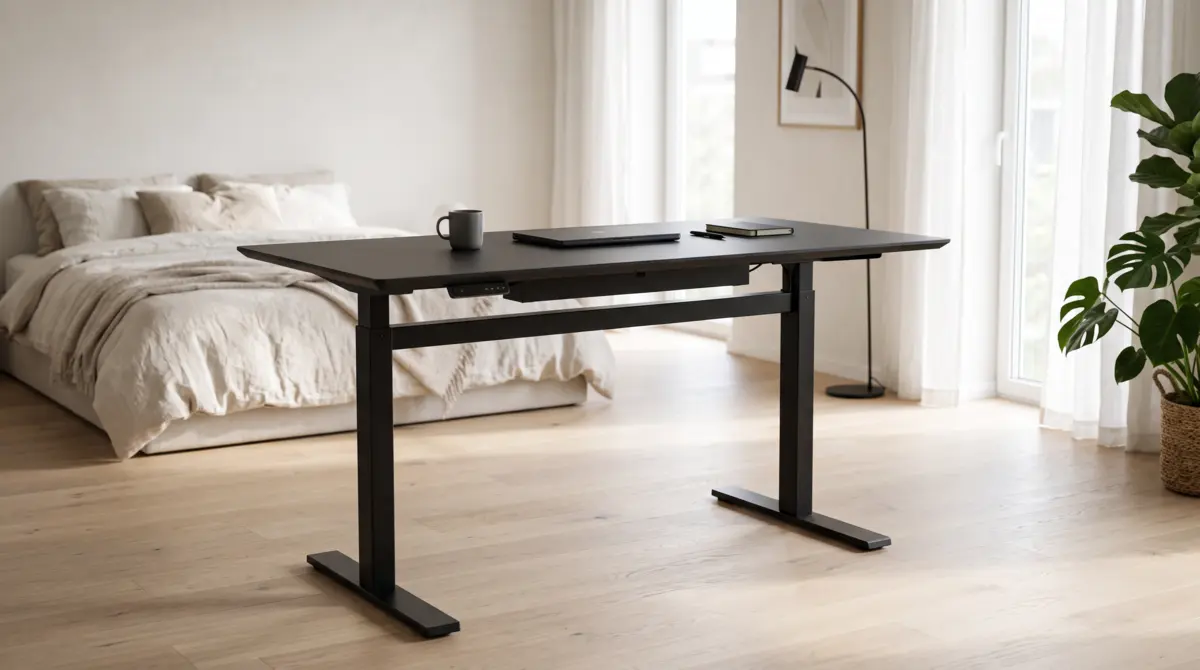 Tilting drafting table and sit-stand workstation supported by a rigid-in-compression NTB adjustable desk gas strut
